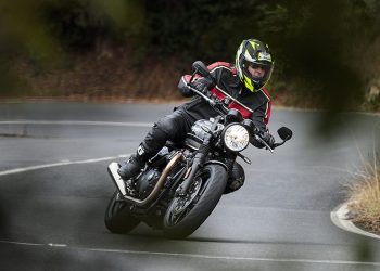 Triumph Speed Twin riding around corner