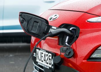 Hyundai Kona EV charging with door open