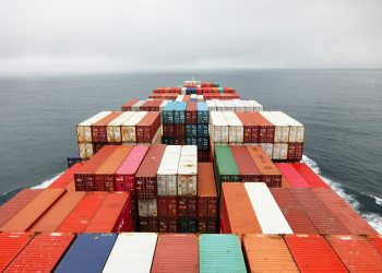 Ship carrying containers