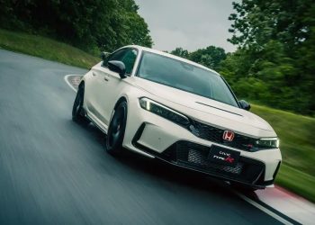 Honda Civic Type R front three quarters on track