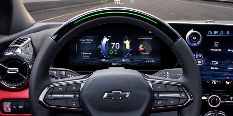 Chevrolet Blazer EV SUV steering wheel and digital gauge cluster