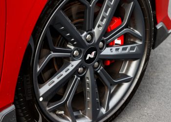 Hyundai i20N wheel close up view