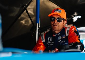 Scott Dixon sitting in shade