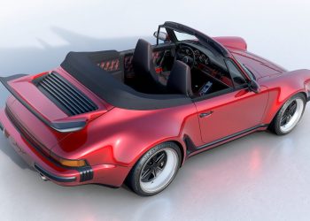 Singer Turbo Study Cabriolet rear three quarter view high angle