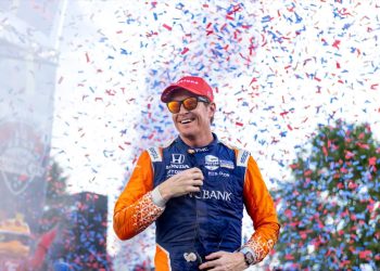 Scott Dixon on podium at Music City Grand Prix race in Nashville