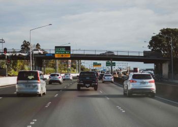 Cars on motorway in New Zealand