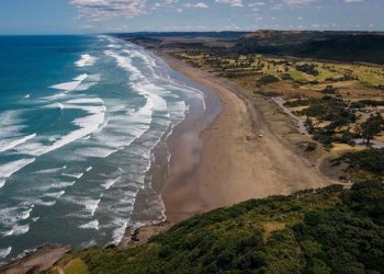 Muriwai Beach bird's eye view