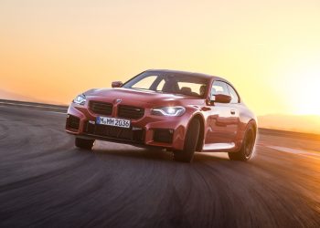 BMW M2 front three quarter view drifting