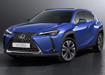 Lexus UX 300e front three quarter view