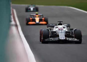 Liam Lawson driving AlphaTauri Formula 1 car at Spa