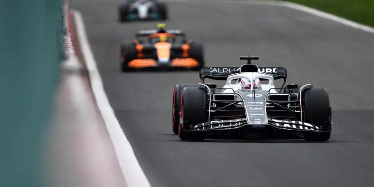 Liam Lawson driving AlphaTauri Formula 1 car at Spa