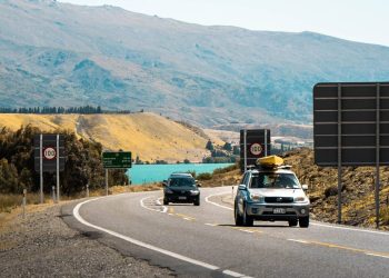 New Zealand road with cars driving