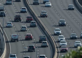 Cars on Newmarket viaduct motorway