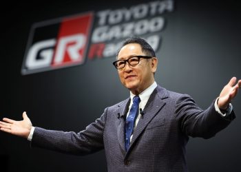 Akio Toyoda presenting