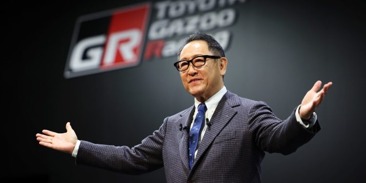 Akio Toyoda presenting