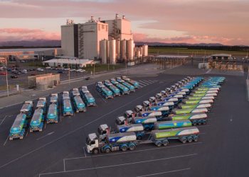 Fonterra milk tankers parked outside of dairy factory