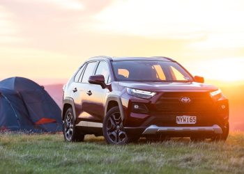 Toyota RAV4 at camp ground during sunset