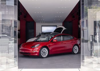 Tesla Model 3 in store