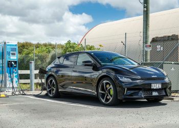 Kia EV6 GT plugged into charging station