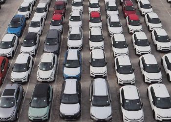 New cars lined up