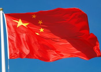 Chinese flag in wind