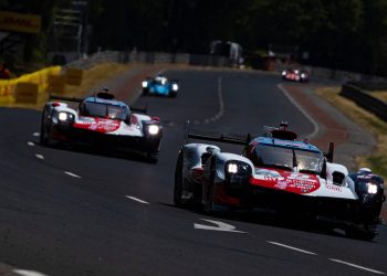 Toyota Gazoo Racing GR010 pair racing at 24 Hours of Le Mans 2023