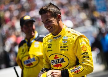 Scott McLaughlin wearing Pennzoil race suit at 2023 Indy 500