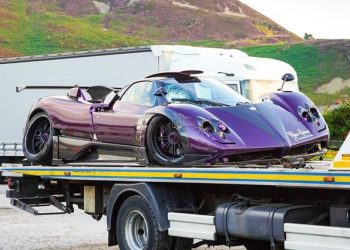 Lewis Hamilton's old Pagani Zonda 760 LH crashed on flatbed