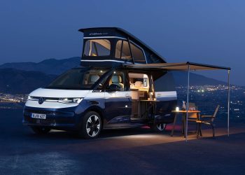 Volkswagen California Concept camper with pop-up roof and awning extended