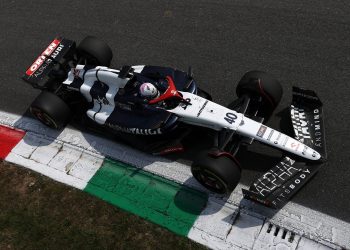 Liam Lawson racing Formula 1 car at Italian GP