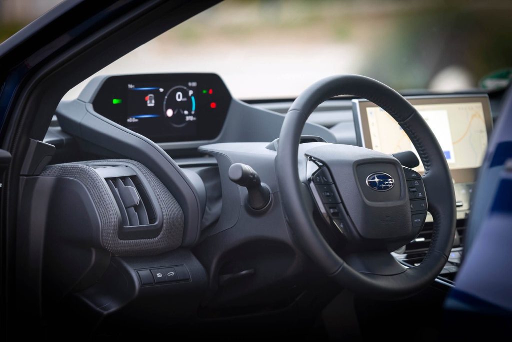 Subaru Solterra steering wheel and gauge cluster