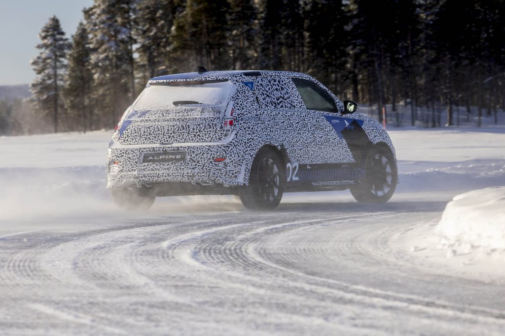 2025 Alpine A290 drifting on ice circuit rear view