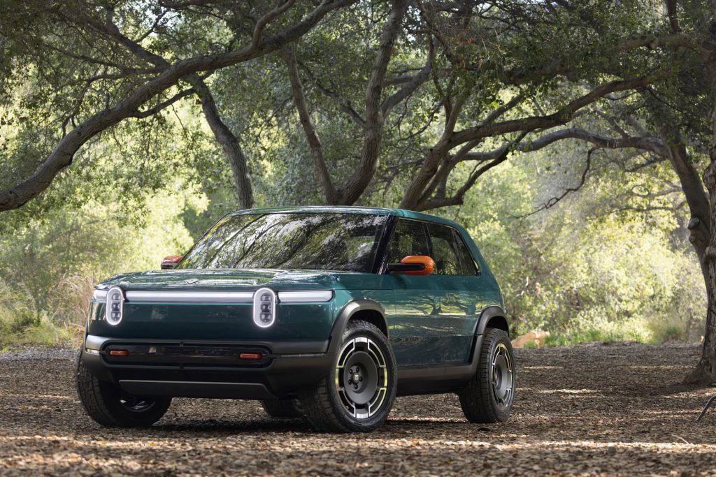 Rivian R3X front three quarter view