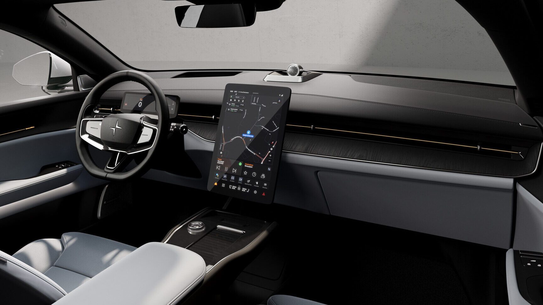 Polestar 3 interior with portrait screen.