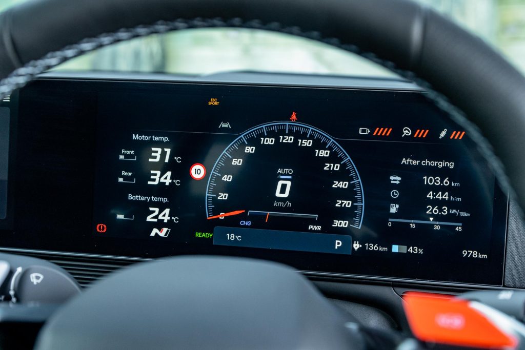 Driver's display screen on the Hyundai IONIQ 5 N