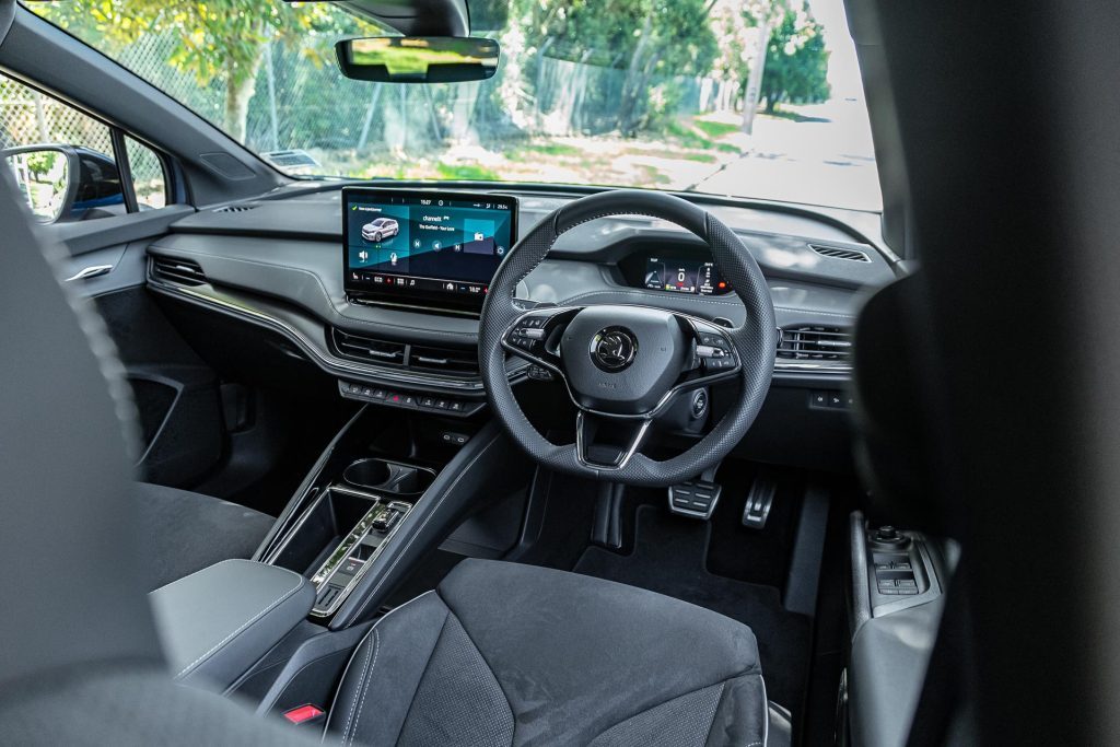 Skoda Enyaq Sportline 80 front wide interior view