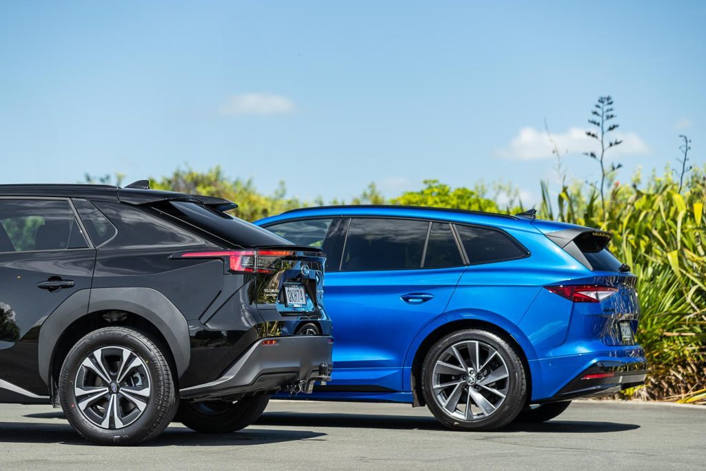 Skoda Enyaq Sportline 80 vs Subaru Solterra rear comparison