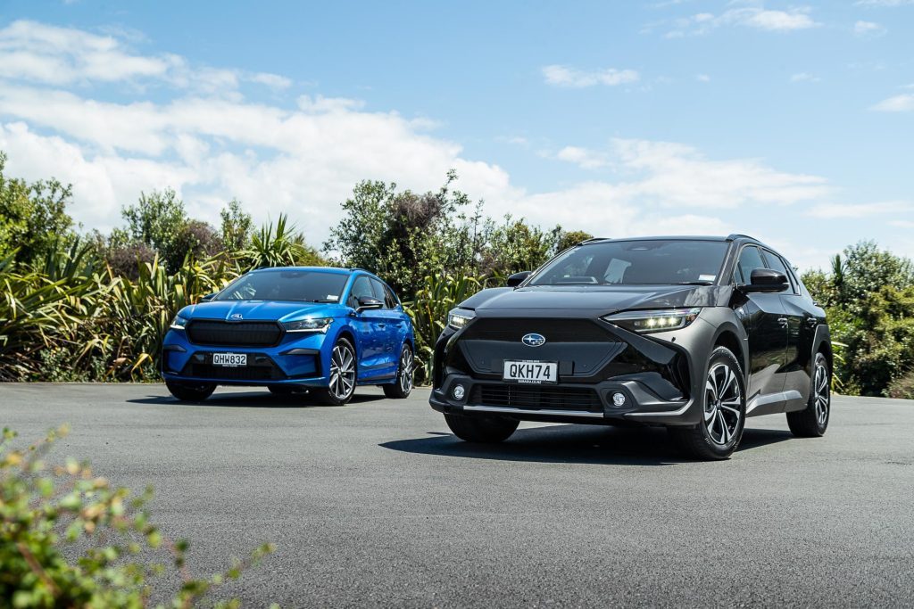 Skoda Enyaq Sportline 80 vs Subaru Solterra double car line up