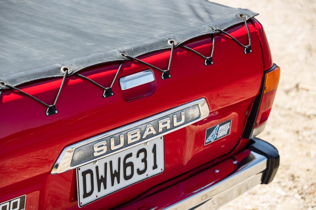 Rear tailgate detail of the Subaru Brumby