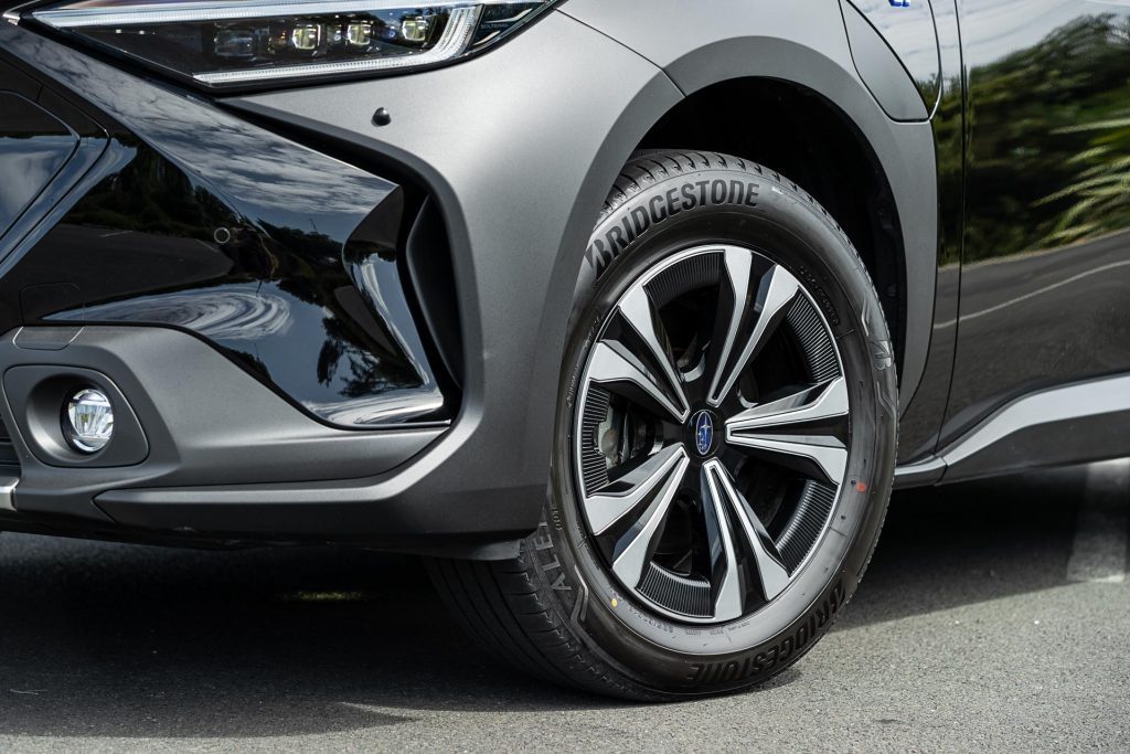 Subaru Solterra front wheel detail shot