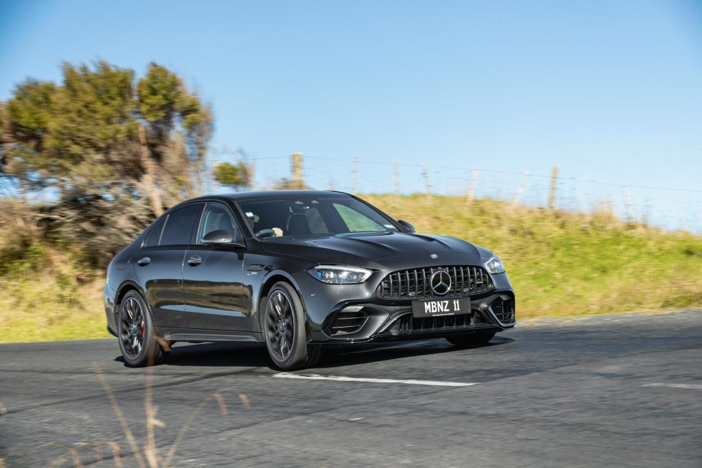 2024 Mercedes-AMG C 63 S cornering at pace