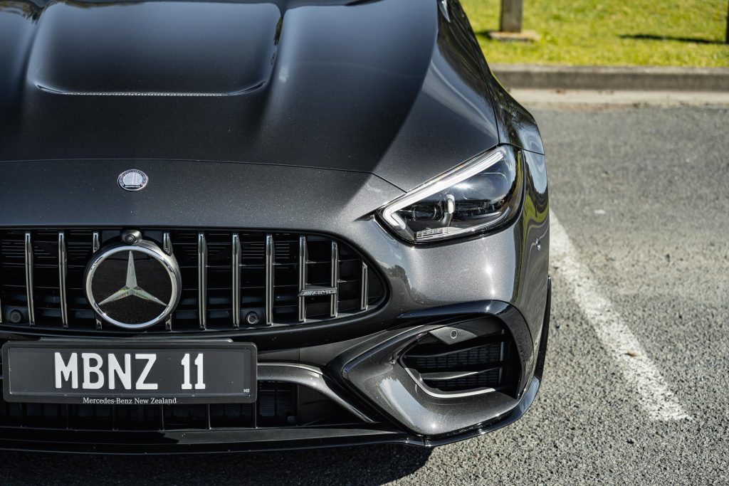 Front headlight detail on the 2024 Mercedes-AMG C 63 S