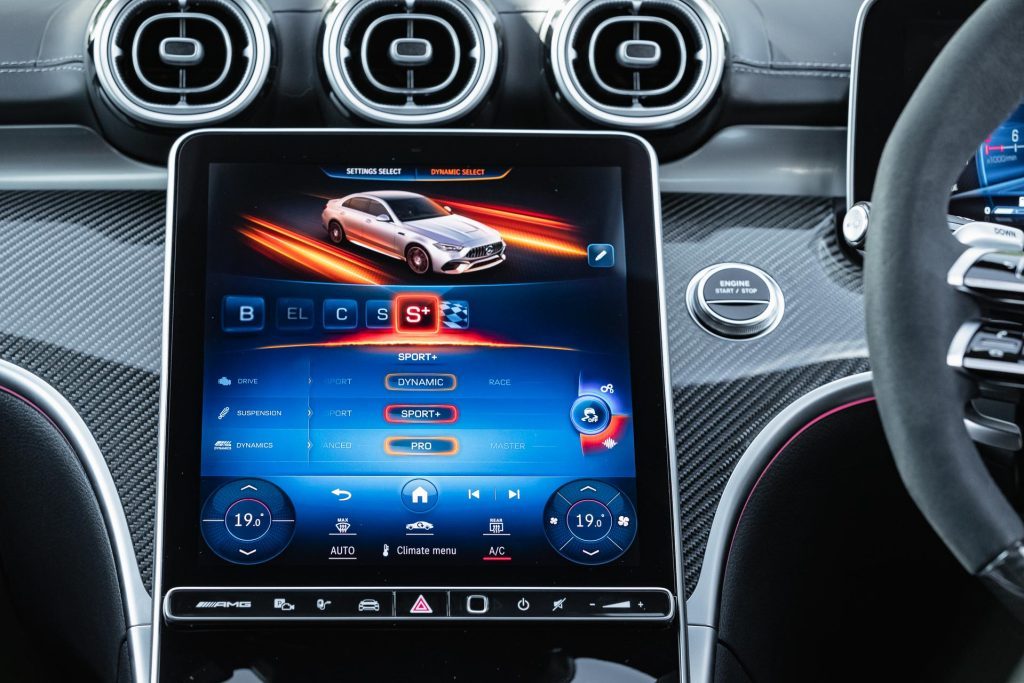 Interior infotainment screen inside the 2024 Mercedes-AMG C 63 S