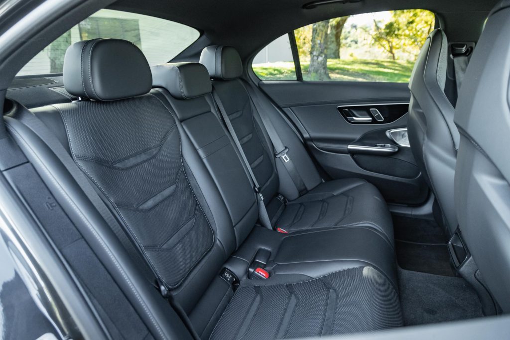 Rear seat space in the 2024 Mercedes-AMG C 63 S E Performance