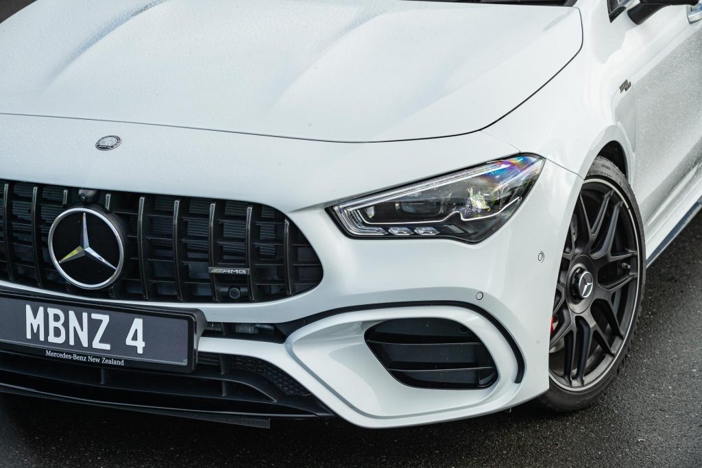 Newly revised headlights of the 2024 Mercedes-AMG CLA 45 S