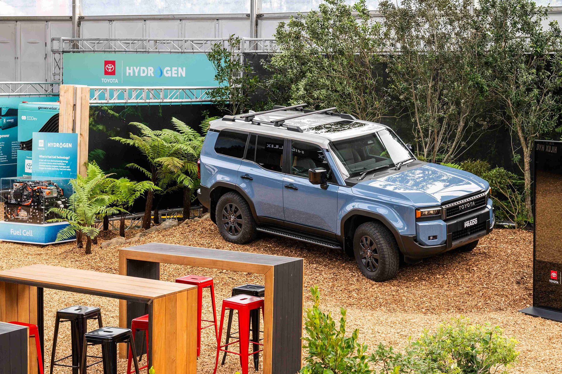 New Prado Landcruiser on show along with the Hilux hybrid.