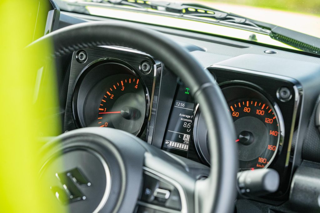 Gauges and driver display inside the Suzuki Jimny 5-door