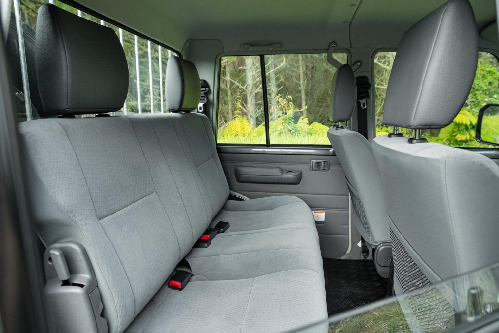 Rear seat space inside the Toyota Land Cruiser 70 LT Double Cab