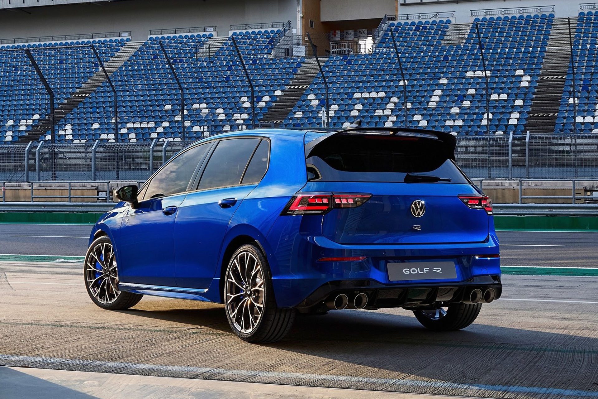 Golf R rear at stadium.