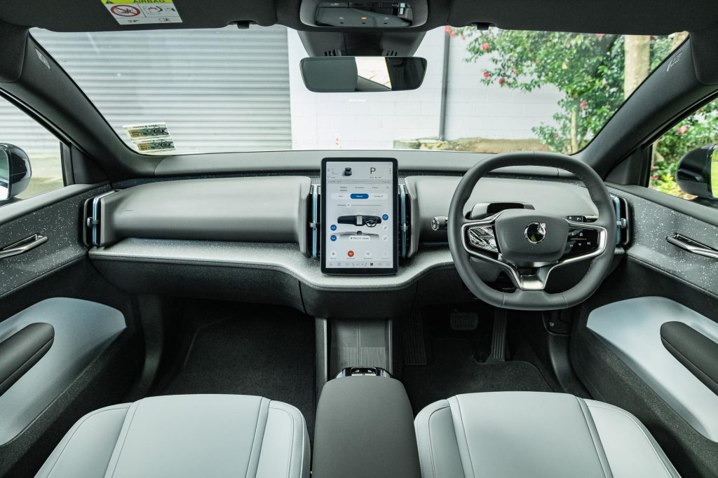 Wide interior view of the Volvo EX30 Twin-Motor Performance's interior